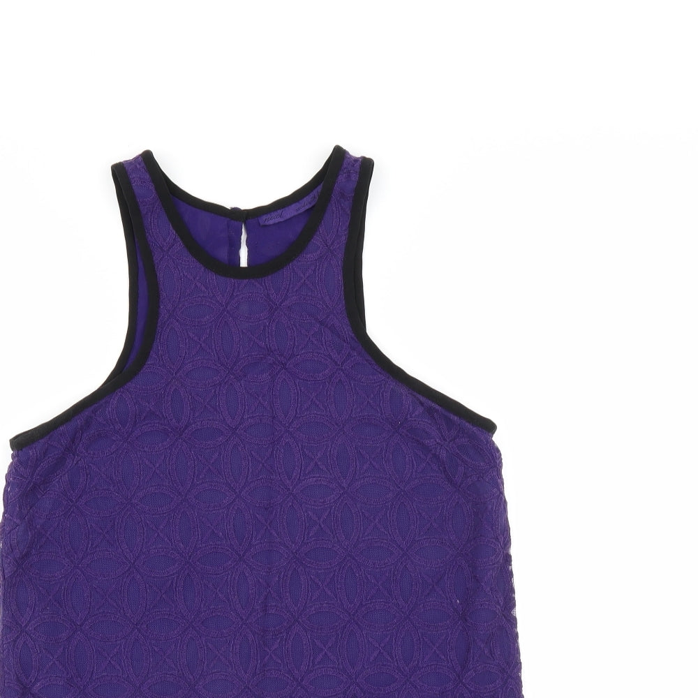 NEXT Womens Purple   Basic Blouse Size 8  - lace detail