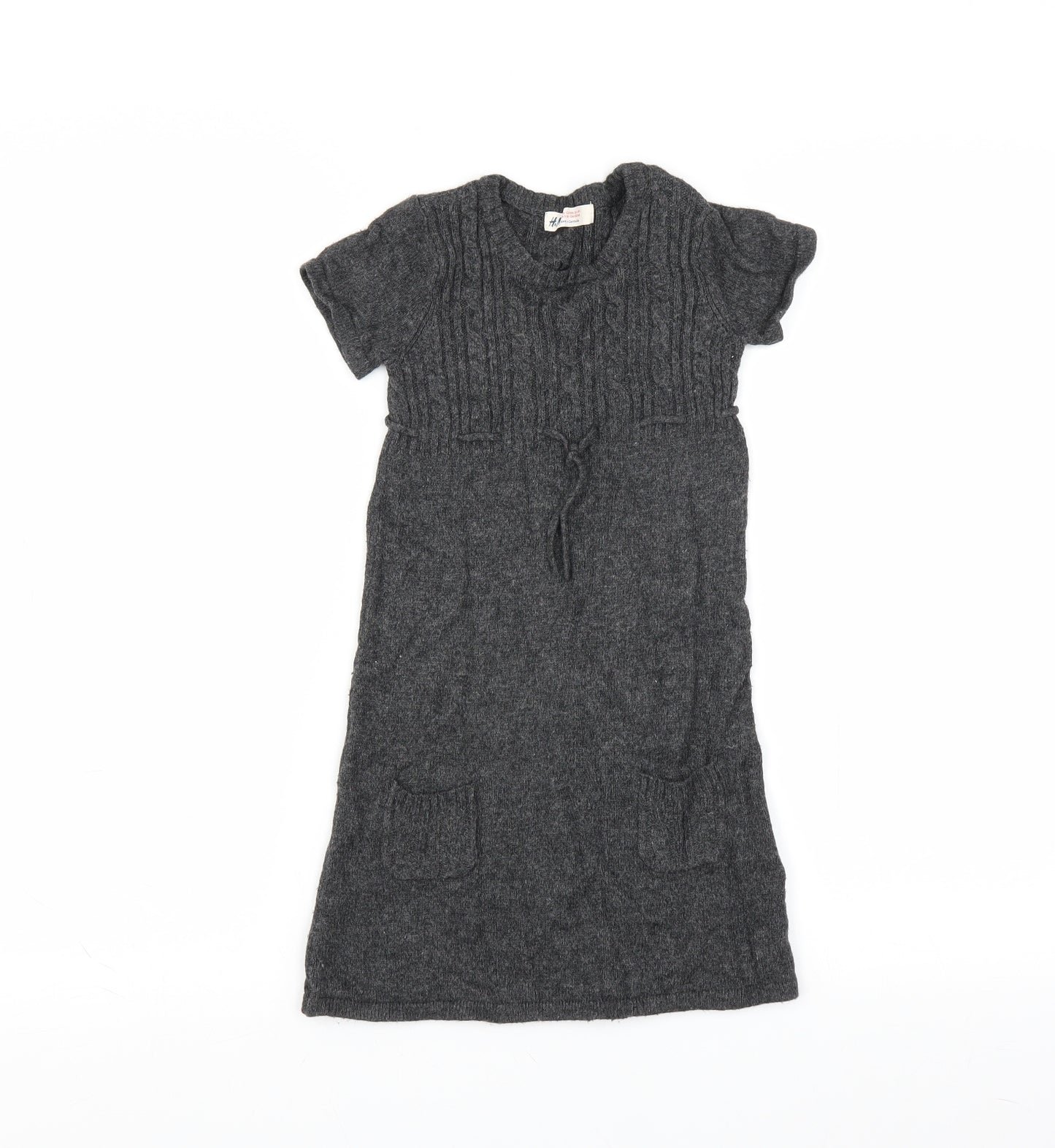 H&M Girls Grey   Jumper Dress  Size 6-7 Years