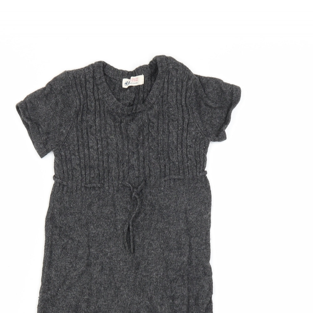 H&M Girls Grey   Jumper Dress  Size 6-7 Years