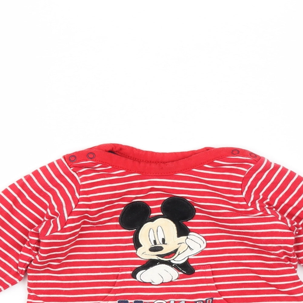 Disney Baby Red Striped  Pullover Jumper Size 3-6 Months  - mickey mouse sweatshirt