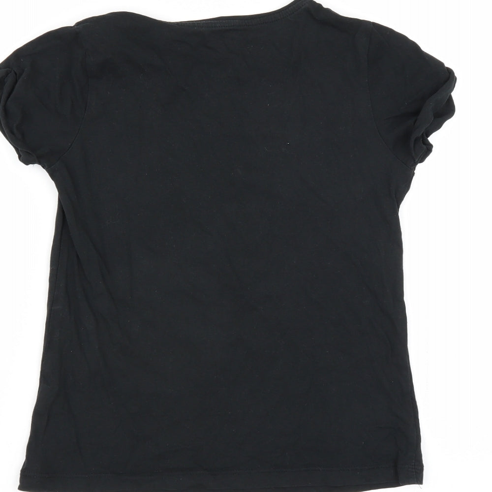 YD Girls Black   Basic T-Shirt Size 9-10 Years  - mermaid squad