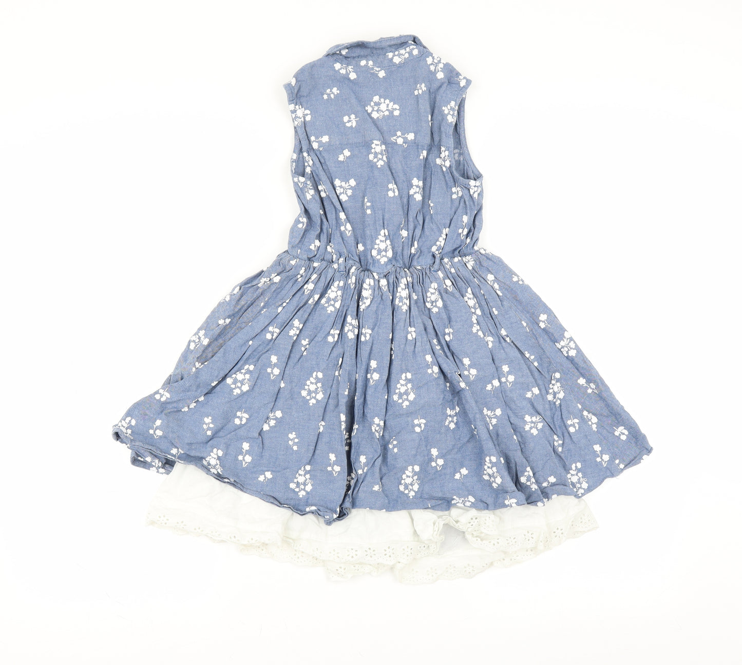 George Girls Blue Floral  Fit & Flare  Size 8-9 Years  - under skirt detail