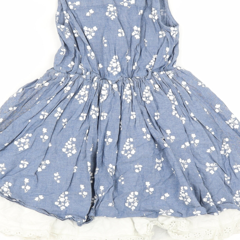 George Girls Blue Floral  Fit & Flare  Size 8-9 Years  - under skirt detail