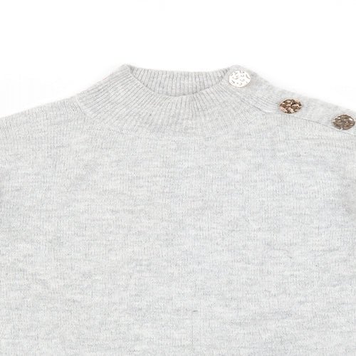 Dorothy Perkins Womens Grey   Pullover Jumper Size 10  - Button Detail