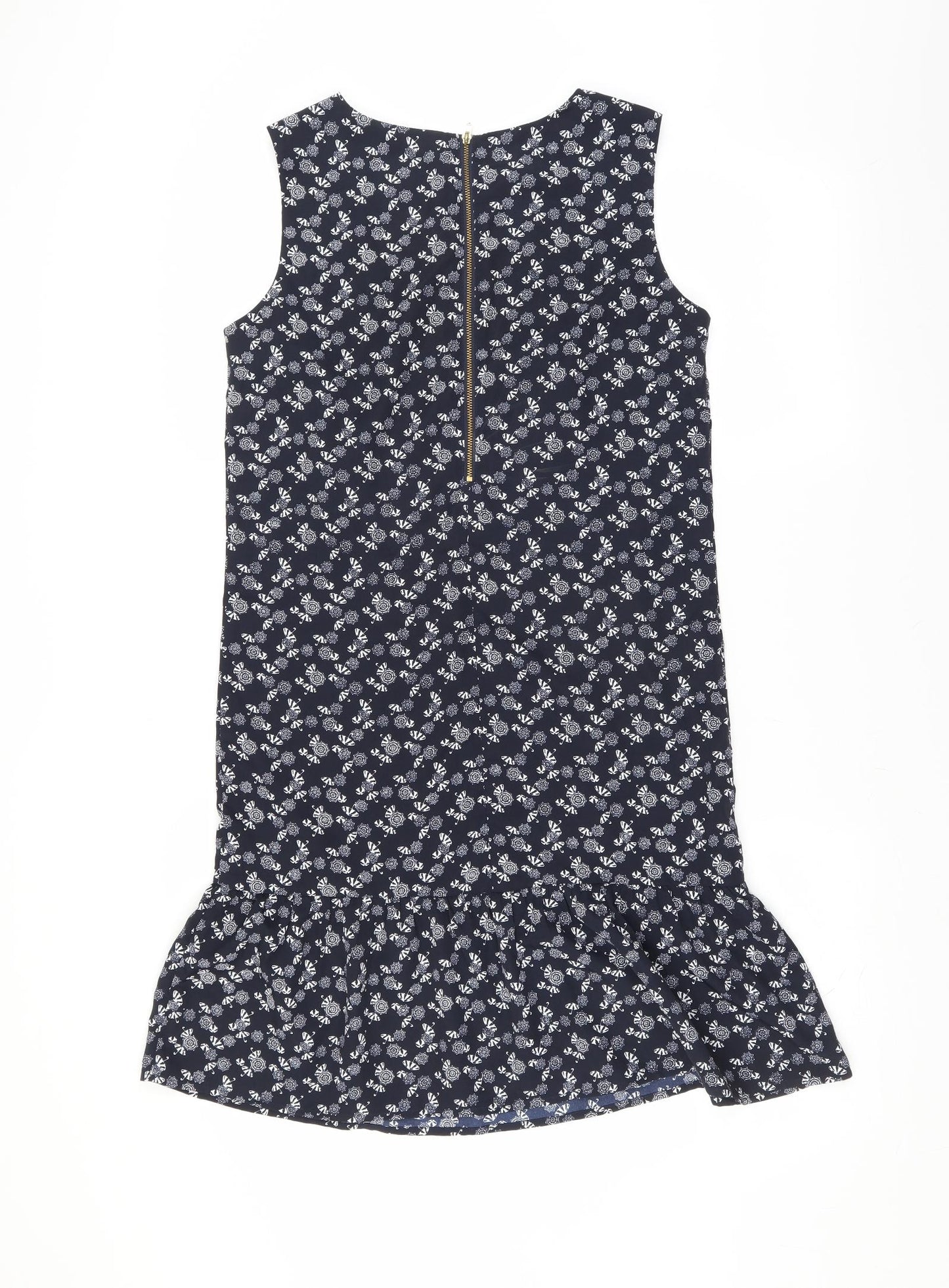 NEXT Womens Blue   Shift  Size 6  - ruffle hem parasol print