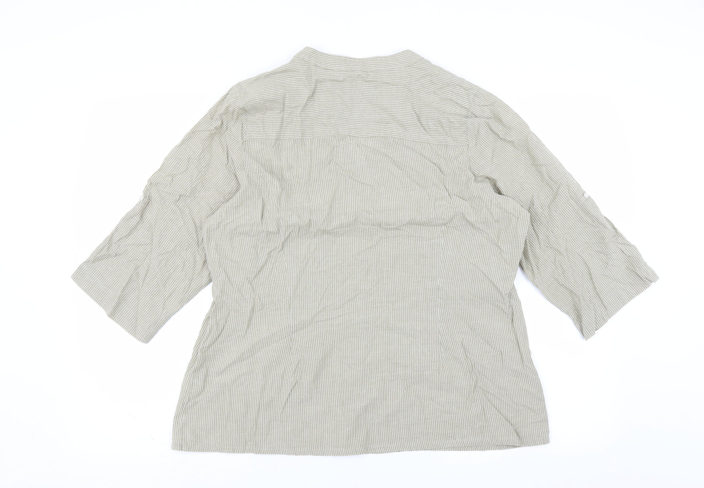 BM Womens Beige Striped  Basic Blouse Size 16