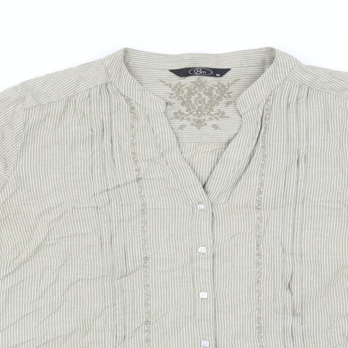 BM Womens Beige Striped  Basic Blouse Size 16
