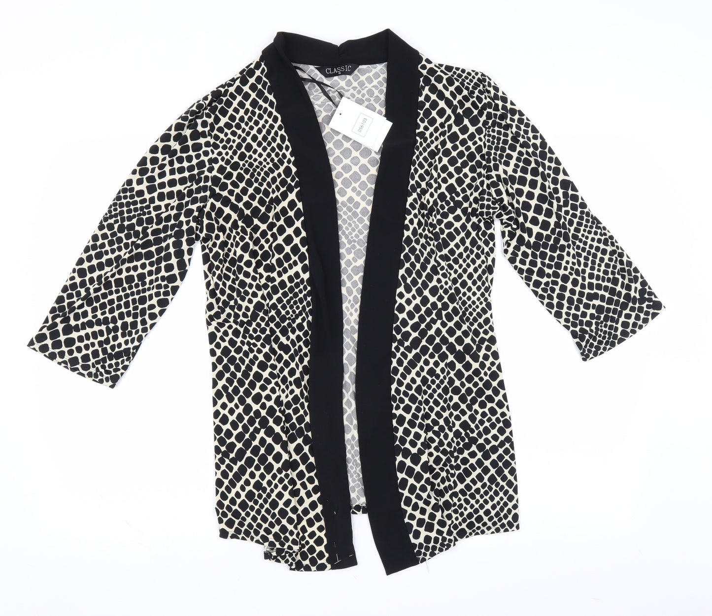 Classic Womens Black Geometric  Cardigan Jumper Size 16