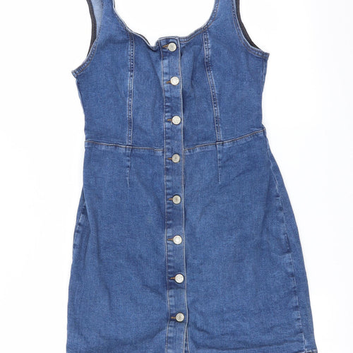 Primark Womens Blue  Denim Pinafore/Dungaree Dress  Size 14
