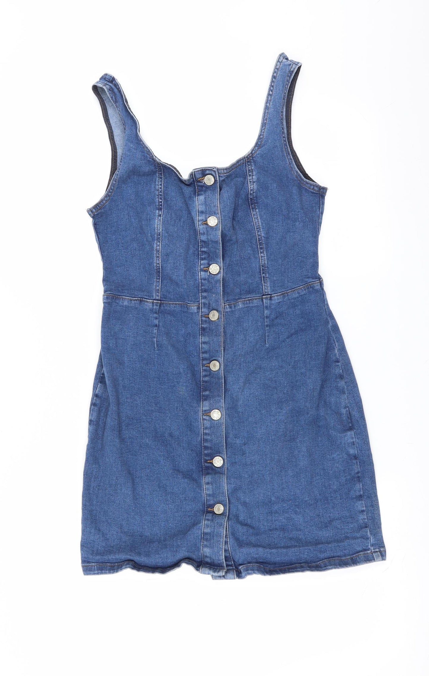 Primark Womens Blue  Denim Pinafore/Dungaree Dress  Size 14