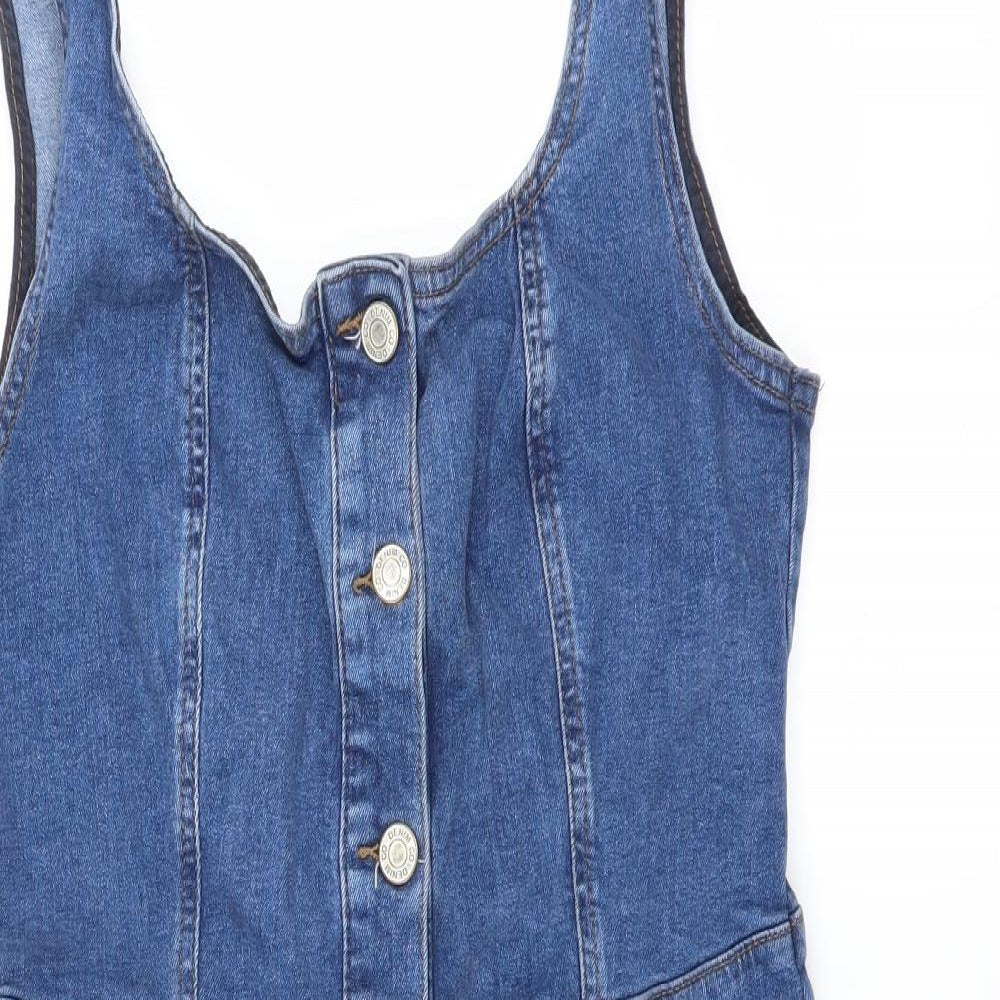 Primark Womens Blue  Denim Pinafore/Dungaree Dress  Size 14