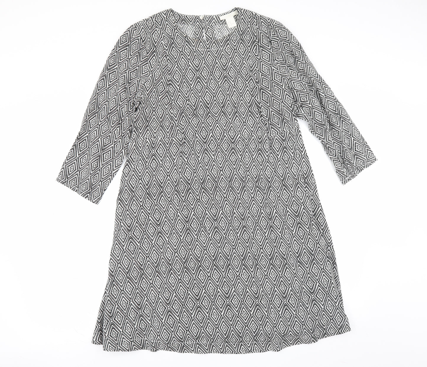 H&M Womens Grey Geometric  Fit & Flare  Size 14