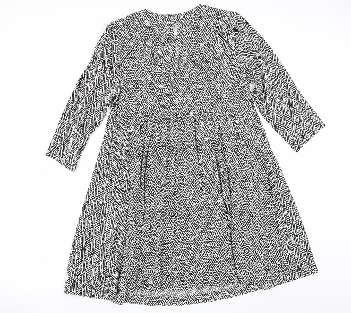 H&M Womens Grey Geometric  Fit & Flare  Size 14