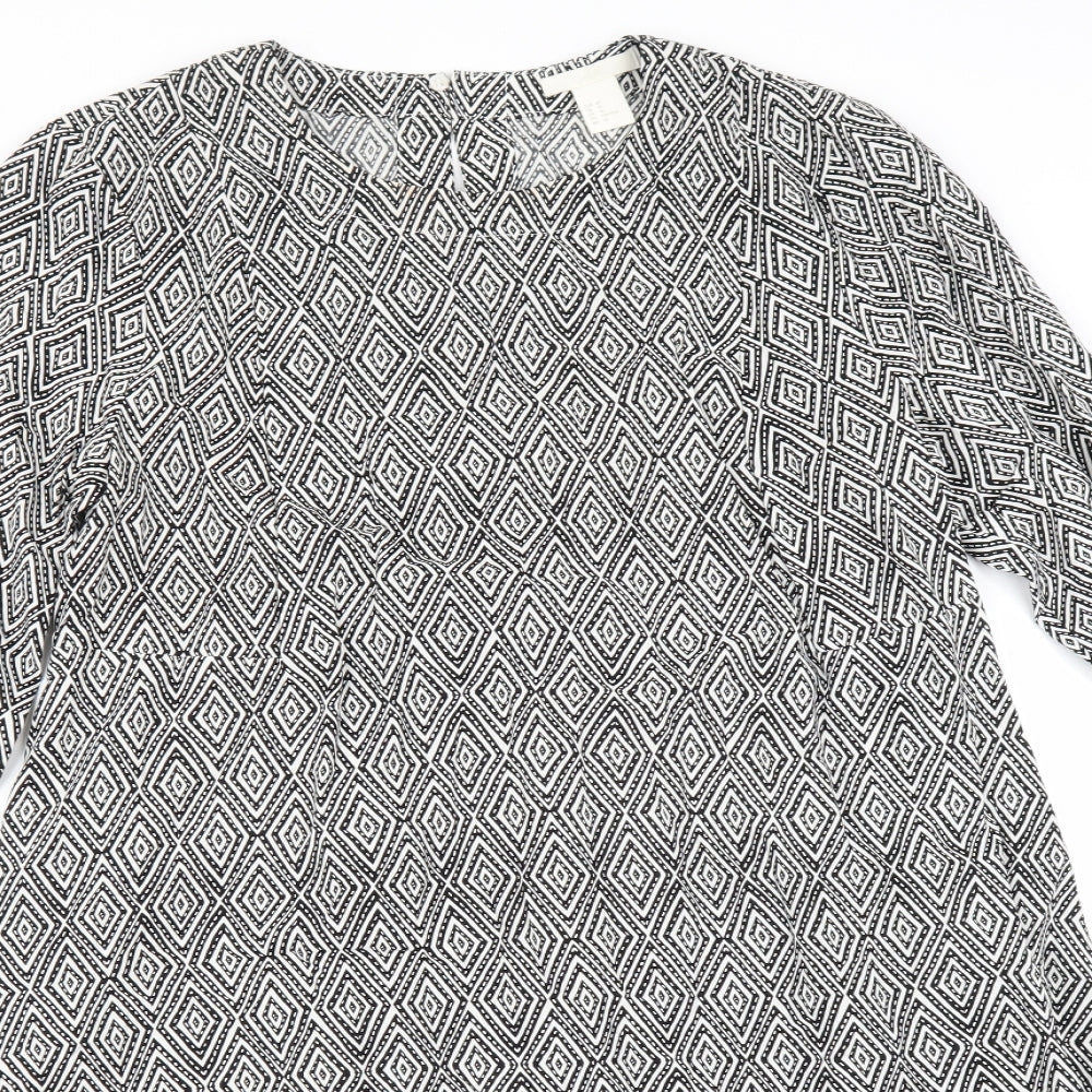H&M Womens Grey Geometric  Fit & Flare  Size 14