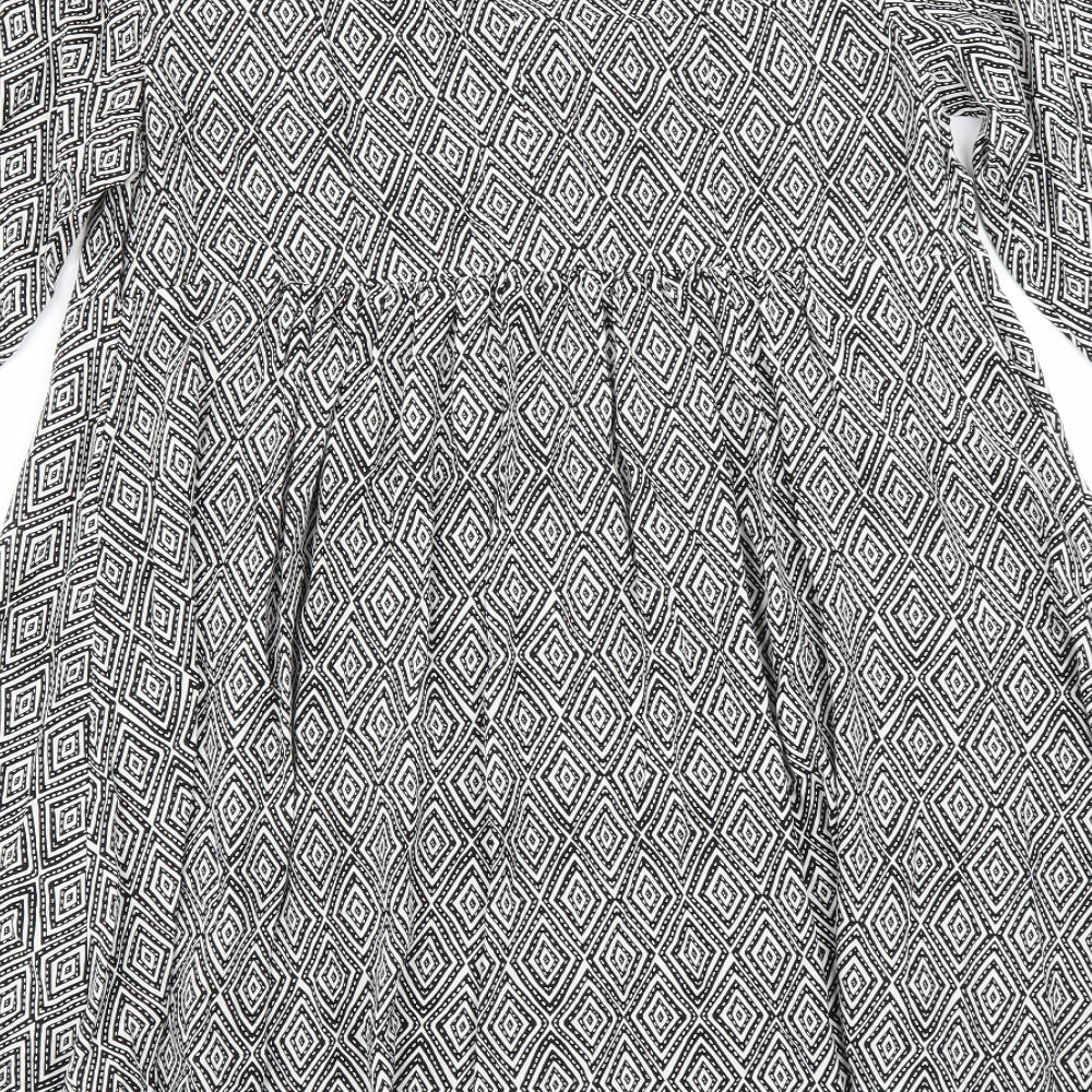 H&M Womens Grey Geometric  Fit & Flare  Size 14