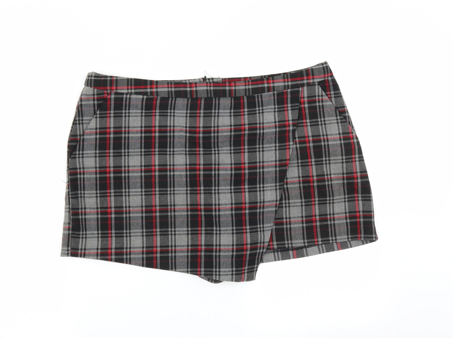 Primark Womens Grey Plaid  Hot Pants Shorts Size 18 - skort
