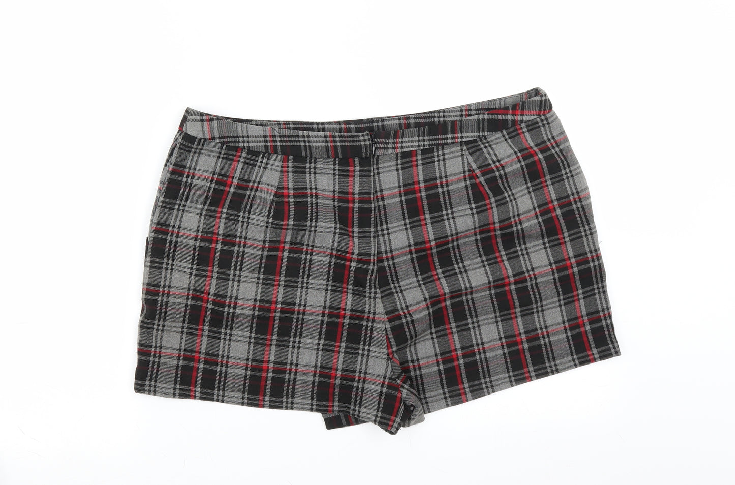 Primark Womens Grey Plaid  Hot Pants Shorts Size 18 - skort