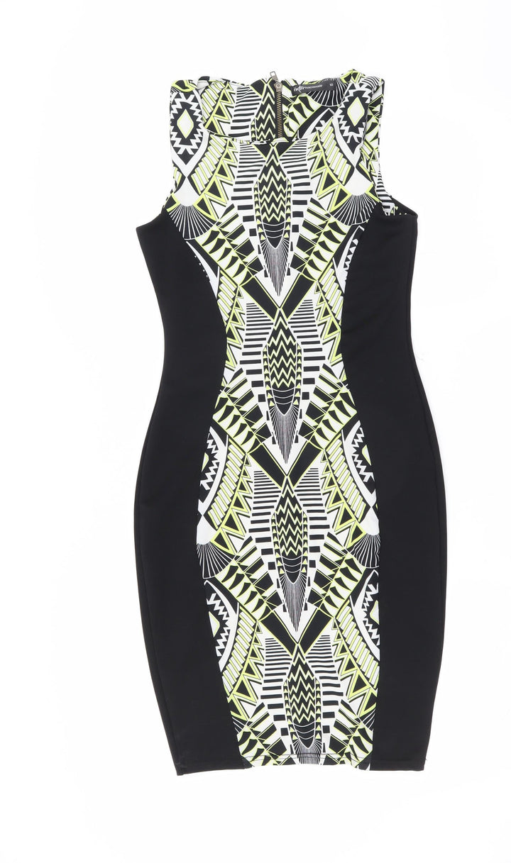 Internationale Womens Black Geometric Bodycon Size 10