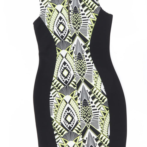 Internationale Womens Black Geometric  Bodycon  Size 10