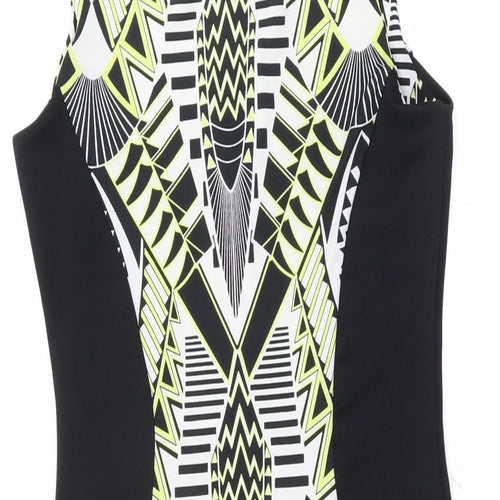Internationale Womens Black Geometric  Bodycon  Size 10