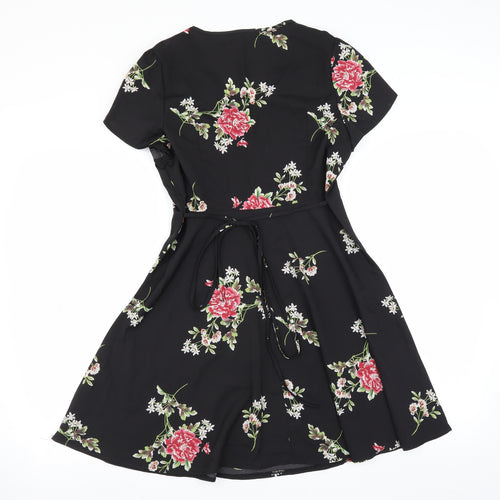 SheIn Womens Black Floral  Fit & Flare  Size S