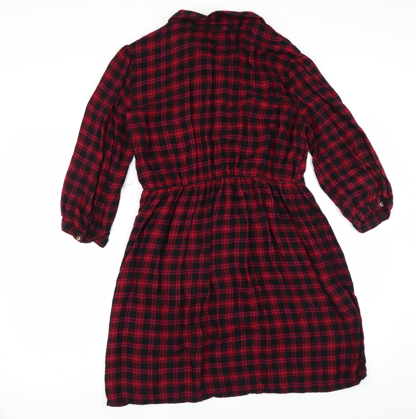George Womens Red Check  Shirt Dress  Size 14