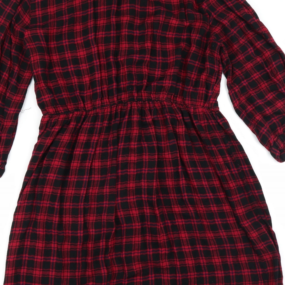 George Womens Red Check  Shirt Dress  Size 14