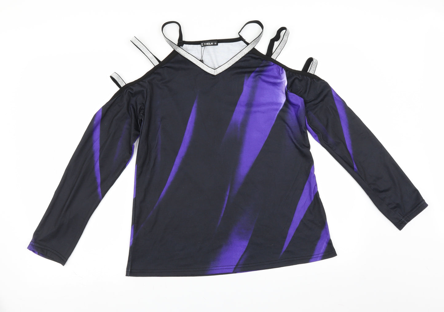 SHEILAY Womens Black   Basic Blouse Size S  - cold shoudler