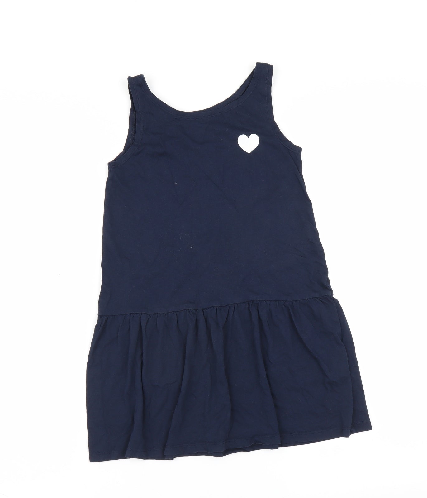 H&M Girls Blue   Tank Dress  Size 6-7 Years  - heart