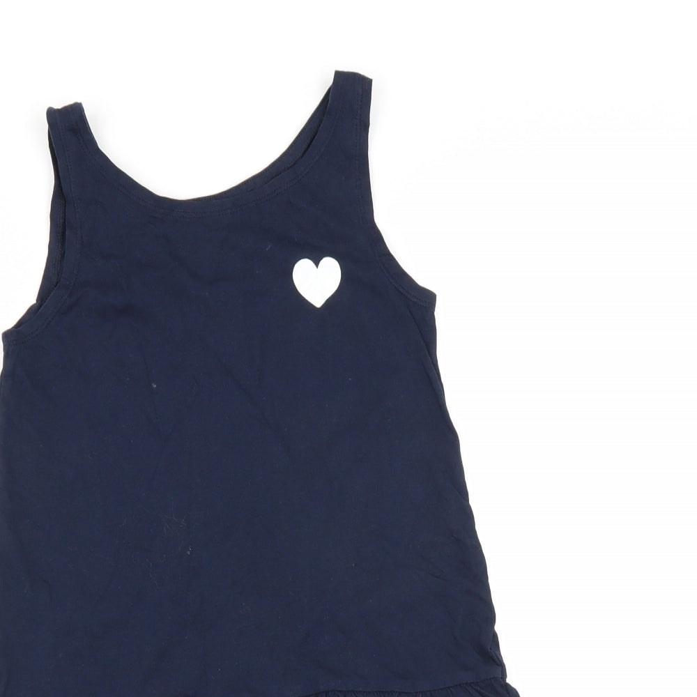 H&M Girls Blue   Tank Dress  Size 6-7 Years  - heart