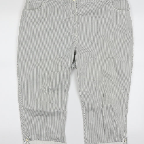 Bonmarché Womens Grey Striped  Cropped Trousers Size 20