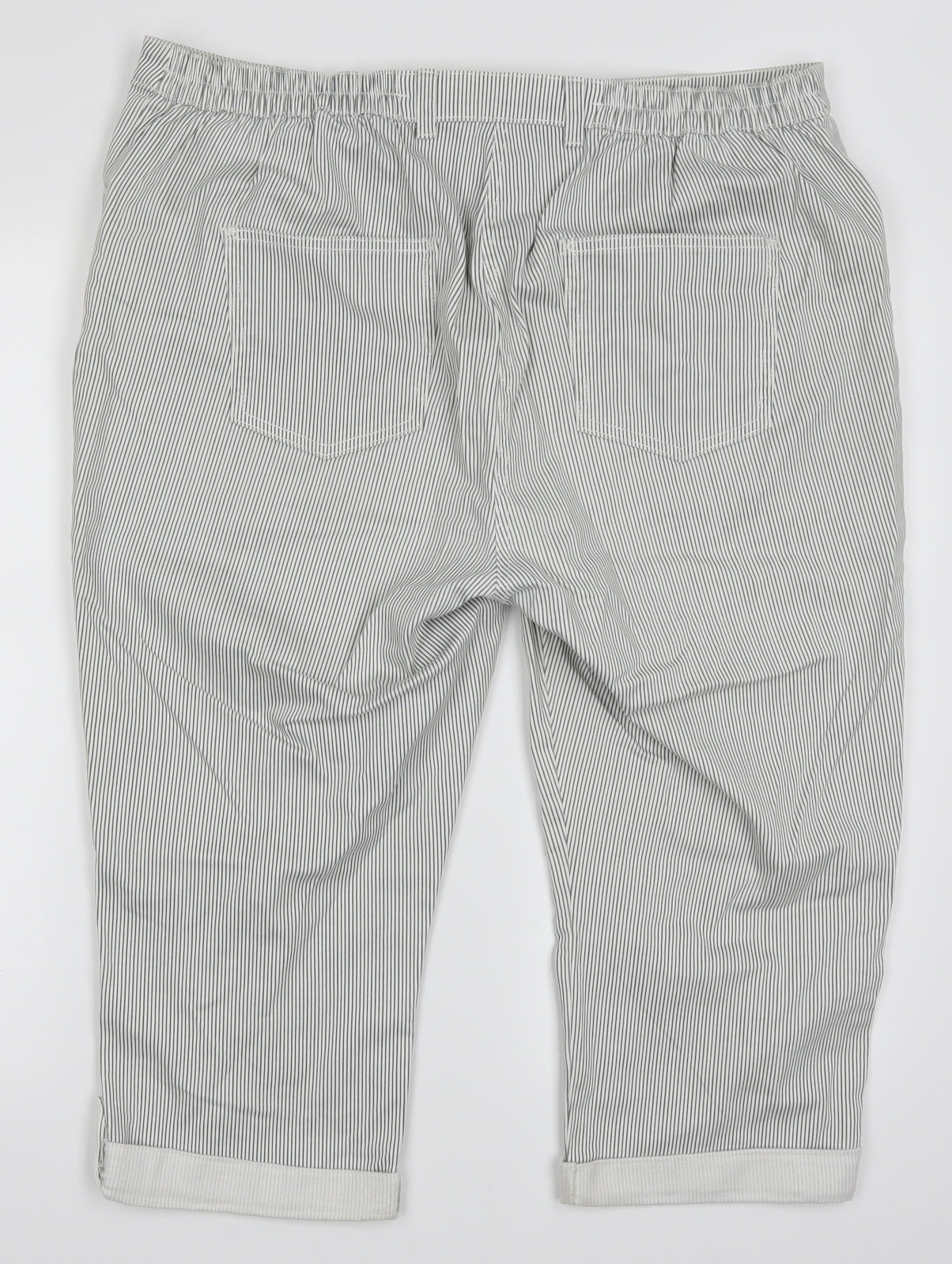 Bonmarché Womens Grey Striped  Cropped Trousers Size 20