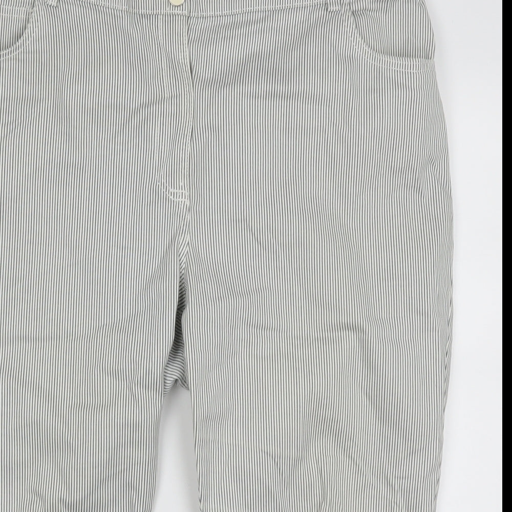 Bonmarché Womens Grey Striped  Cropped Trousers Size 20