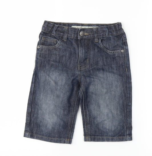 Front view of Denim Co boys’ blue denim bermuda shorts, size 5-6, years