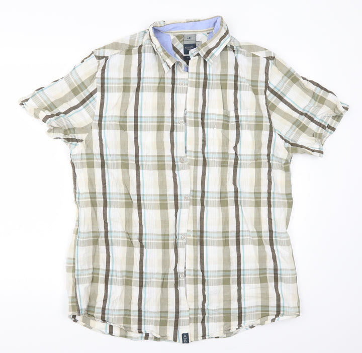 Atlantic Bay Mens Green Check Button-Up Size L