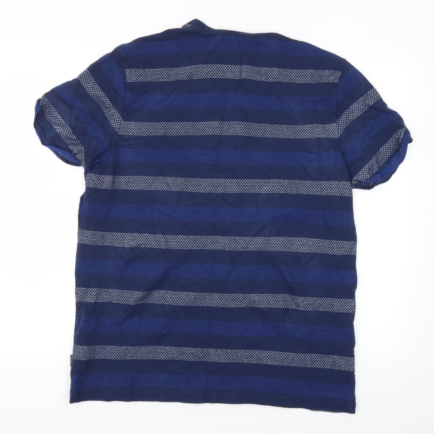 Racing Green Mens Blue Striped   T-Shirt Size L