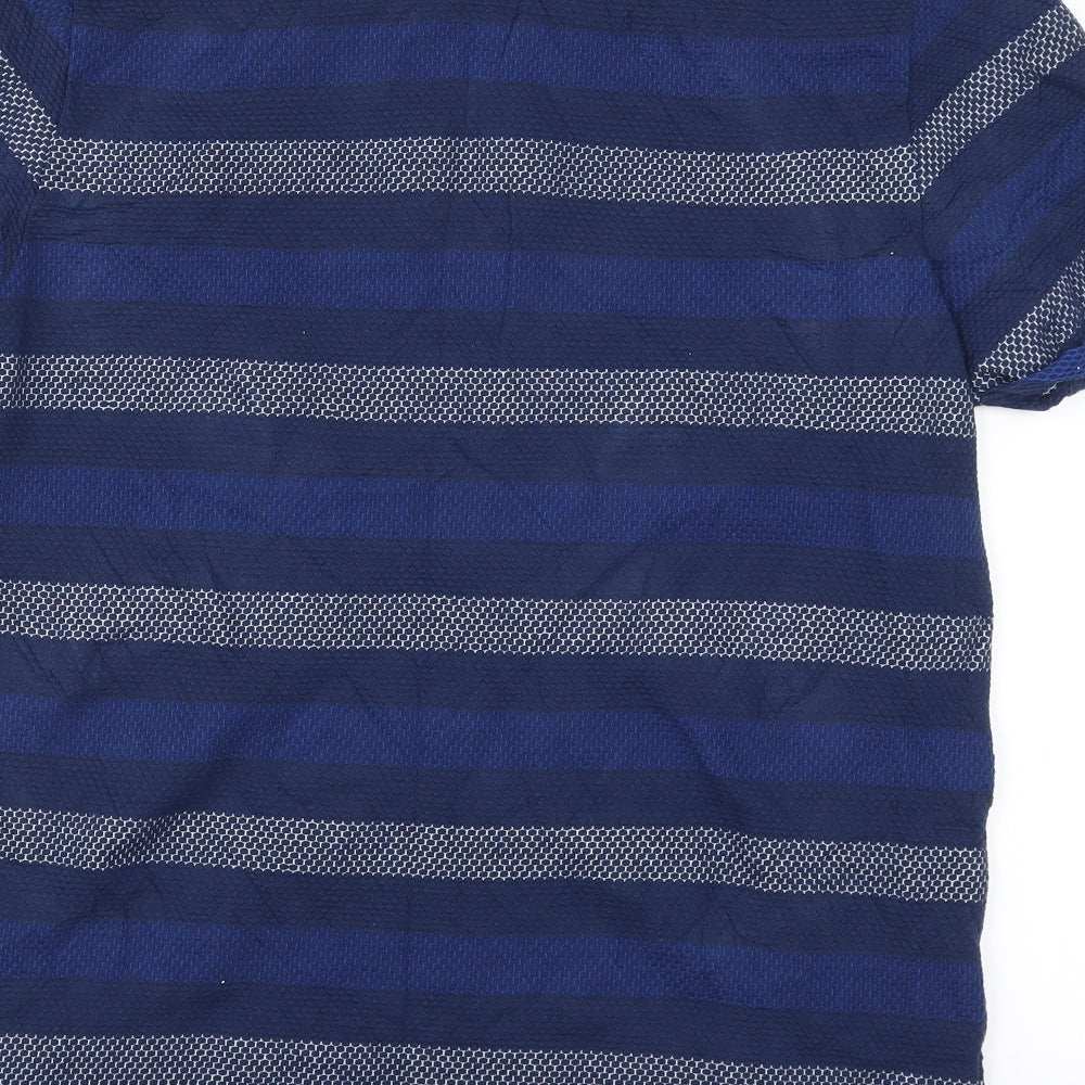 Racing Green Mens Blue Striped   T-Shirt Size L