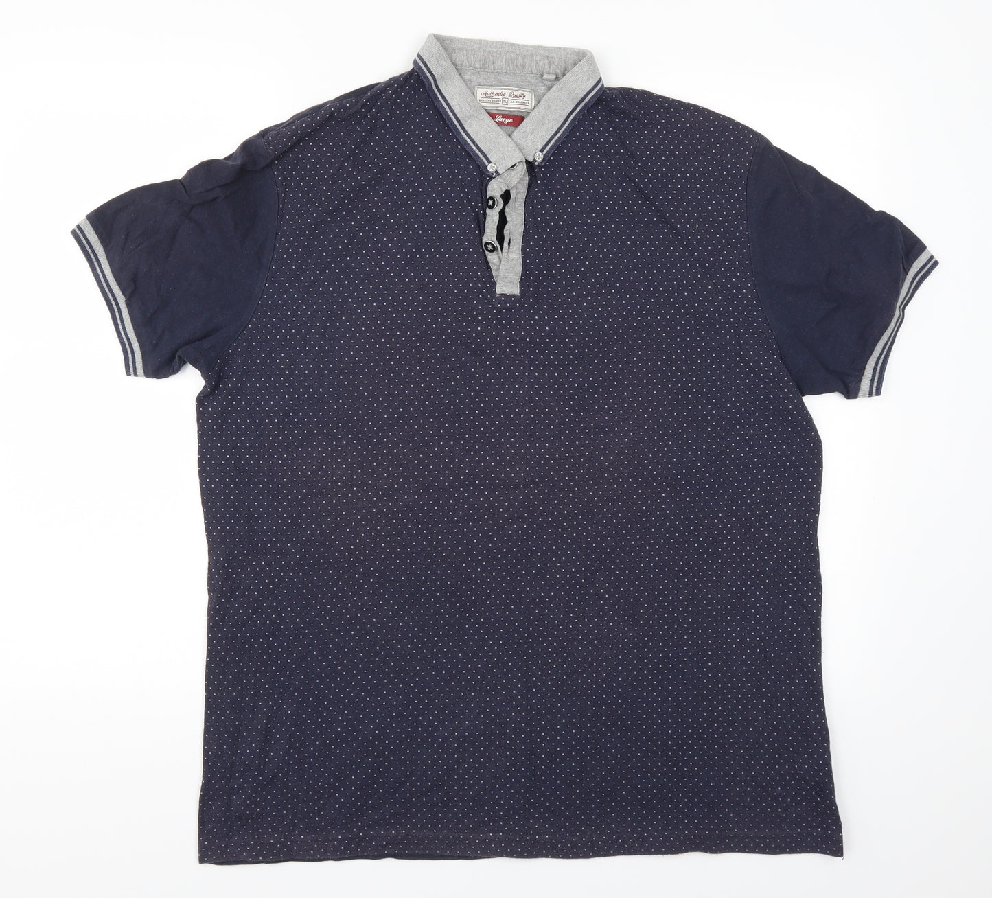 TU Mens Blue Polka Dot   Polo Size L
