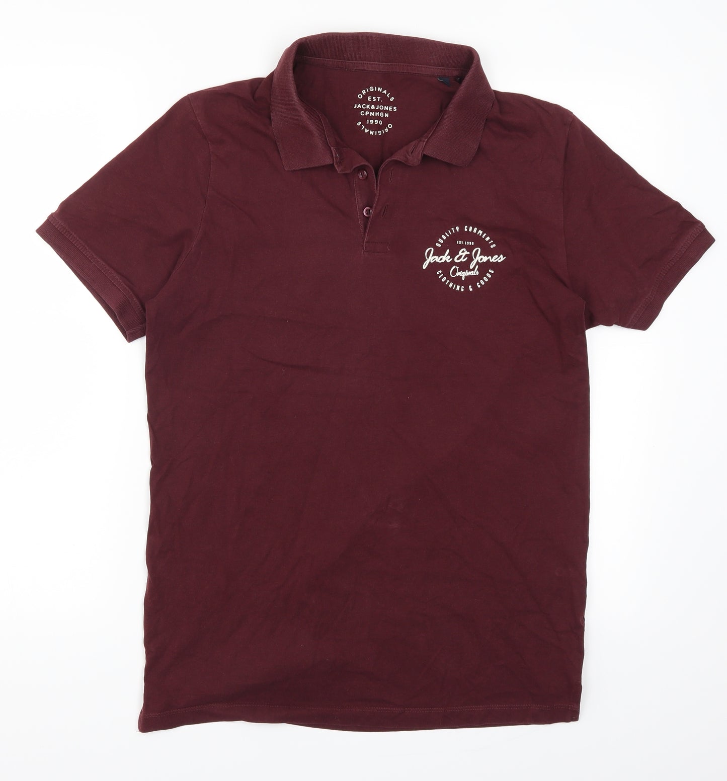 JACK & JONES Mens Red    Polo Size M  - Burgundy