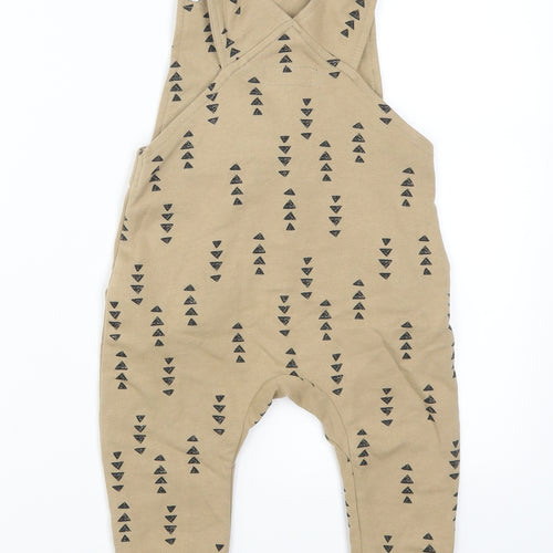 NEXT Baby Beige Geometric  Dungaree One-Piece Size 12-18 Months