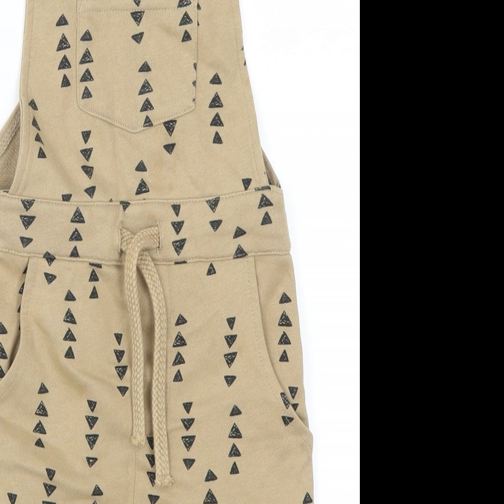 NEXT Baby Beige Geometric  Dungaree One-Piece Size 12-18 Months