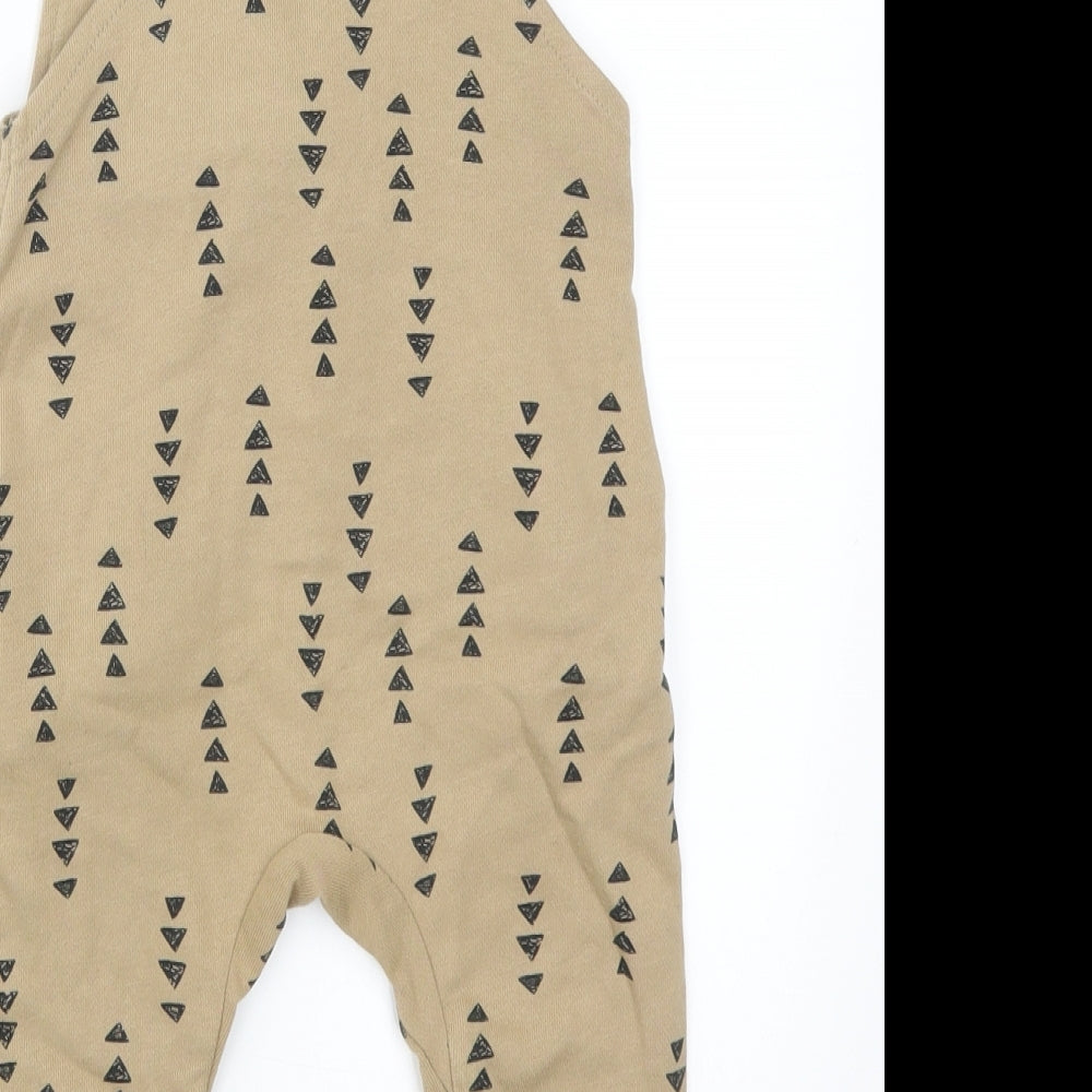 NEXT Baby Beige Geometric  Dungaree One-Piece Size 12-18 Months