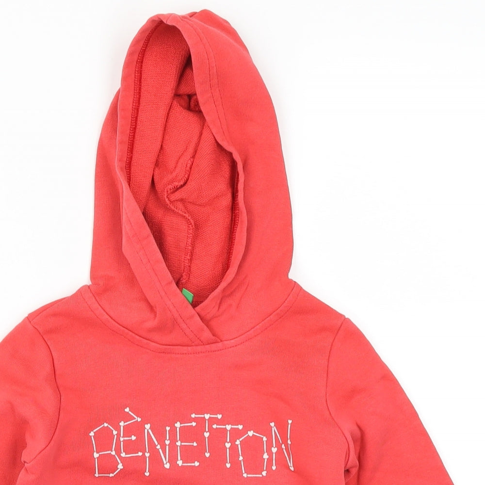 United Colors of Benetton Girls Red   Pullover Hoodie Size 3-4 Years  - Benetton