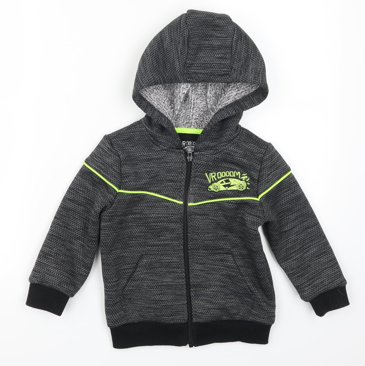 F&F Boys Grey   Full Zip Hoodie Size 3-4 Years  - Vroooom Car