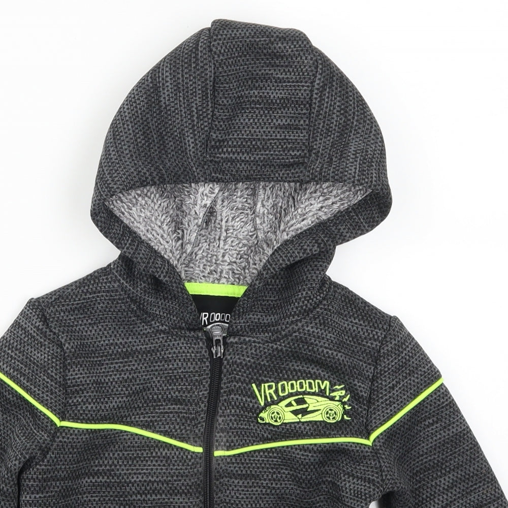 F&F Boys Grey   Full Zip Hoodie Size 3-4 Years  - Vroooom Car