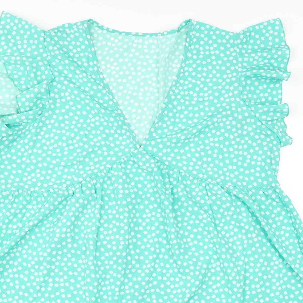 SheIn Womens Green Floral  A-Line  Size XL