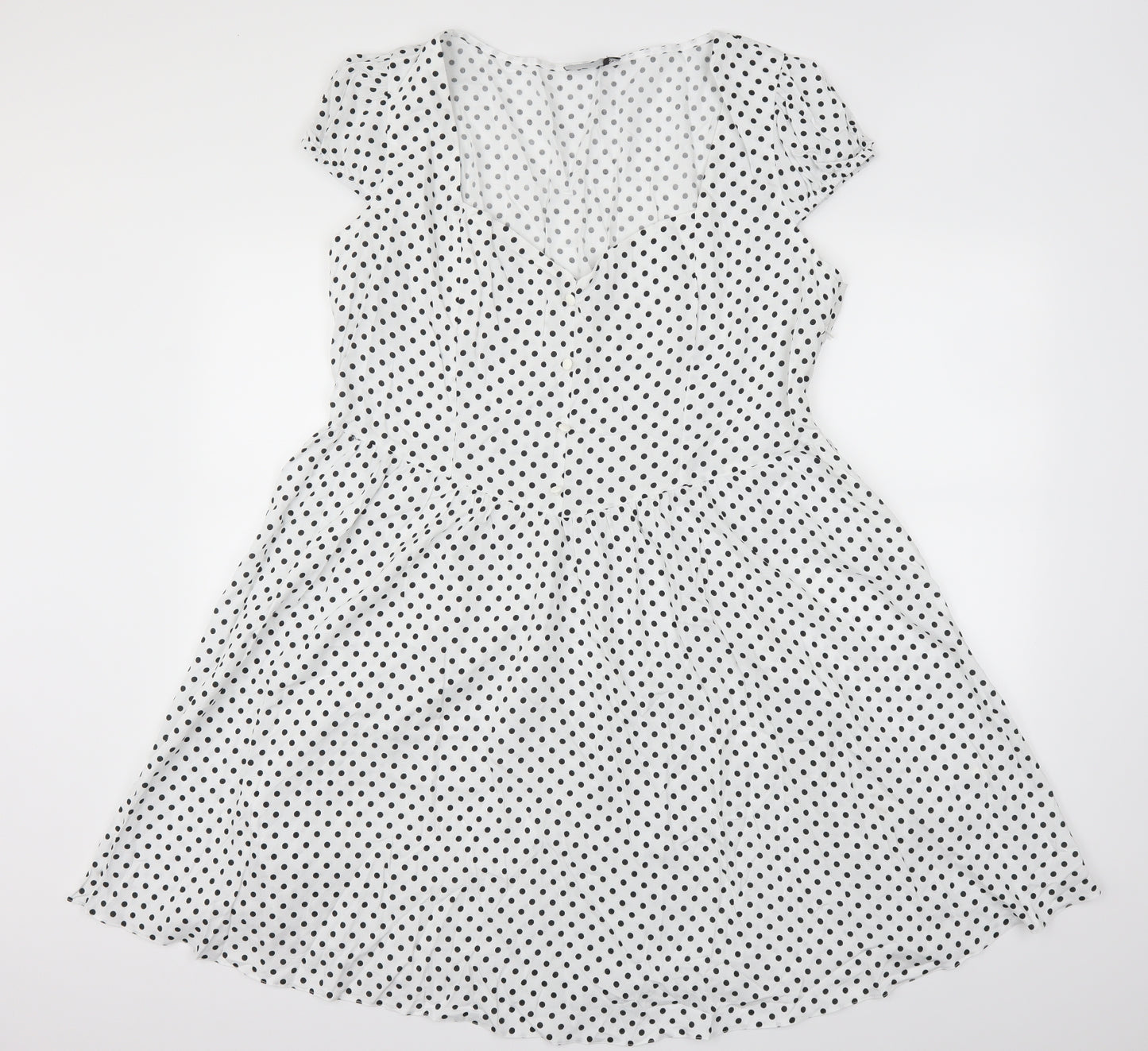 ASOS Womens White Polka Dot  Skater Dress  Size 18