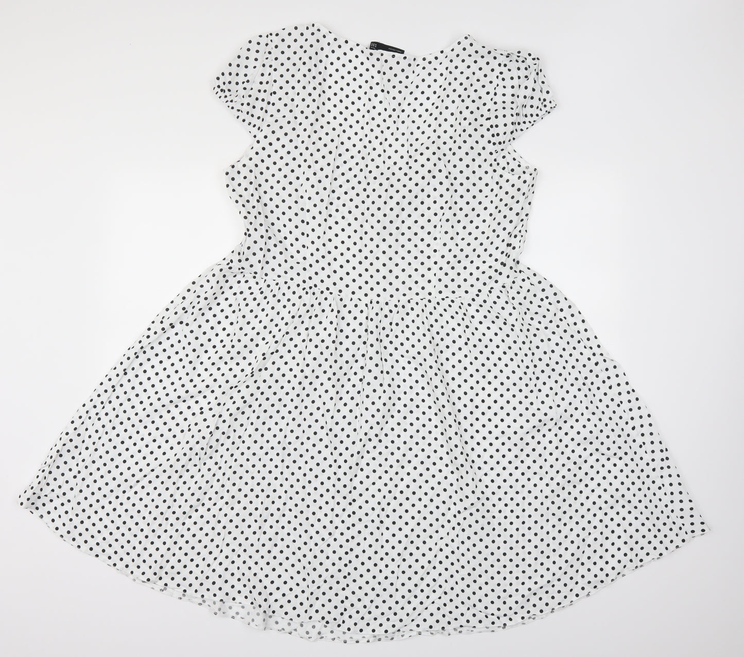 ASOS Womens White Polka Dot  Skater Dress  Size 18
