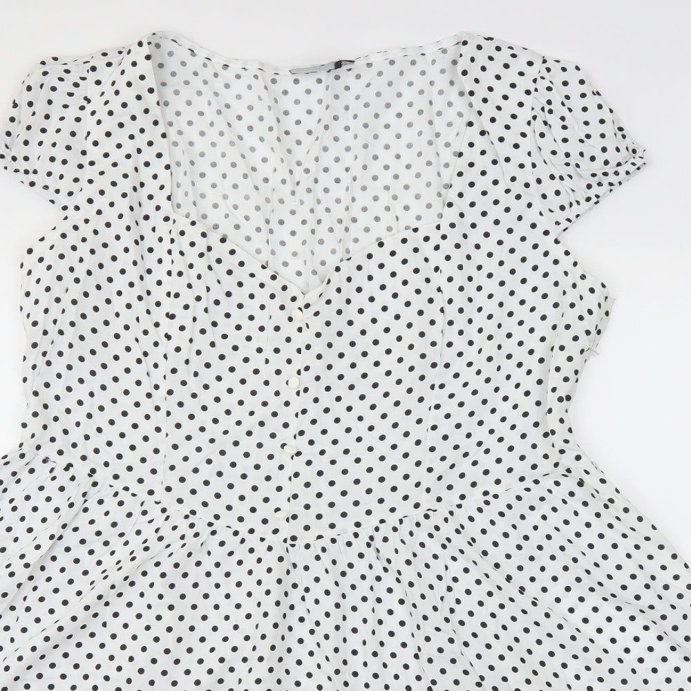 ASOS Womens White Polka Dot  Skater Dress  Size 18