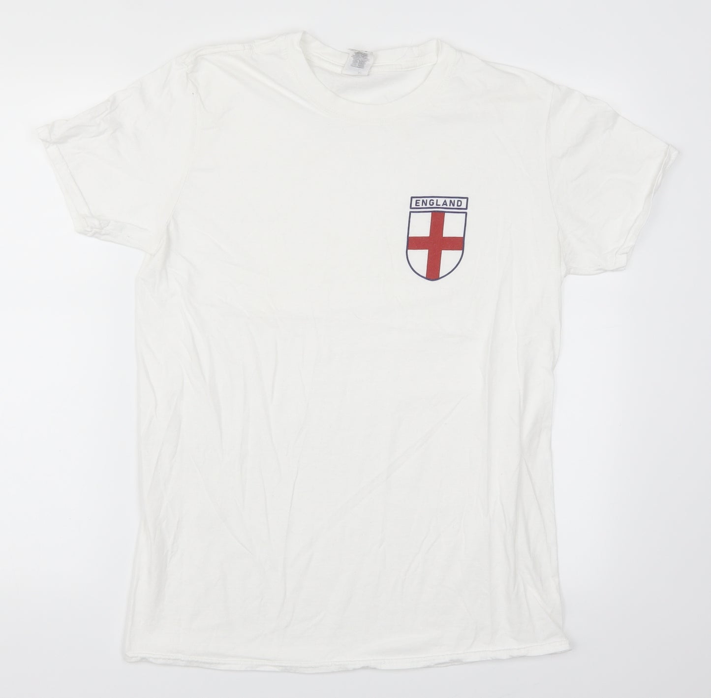 Gildan Mens White    T-Shirt Size M  - England